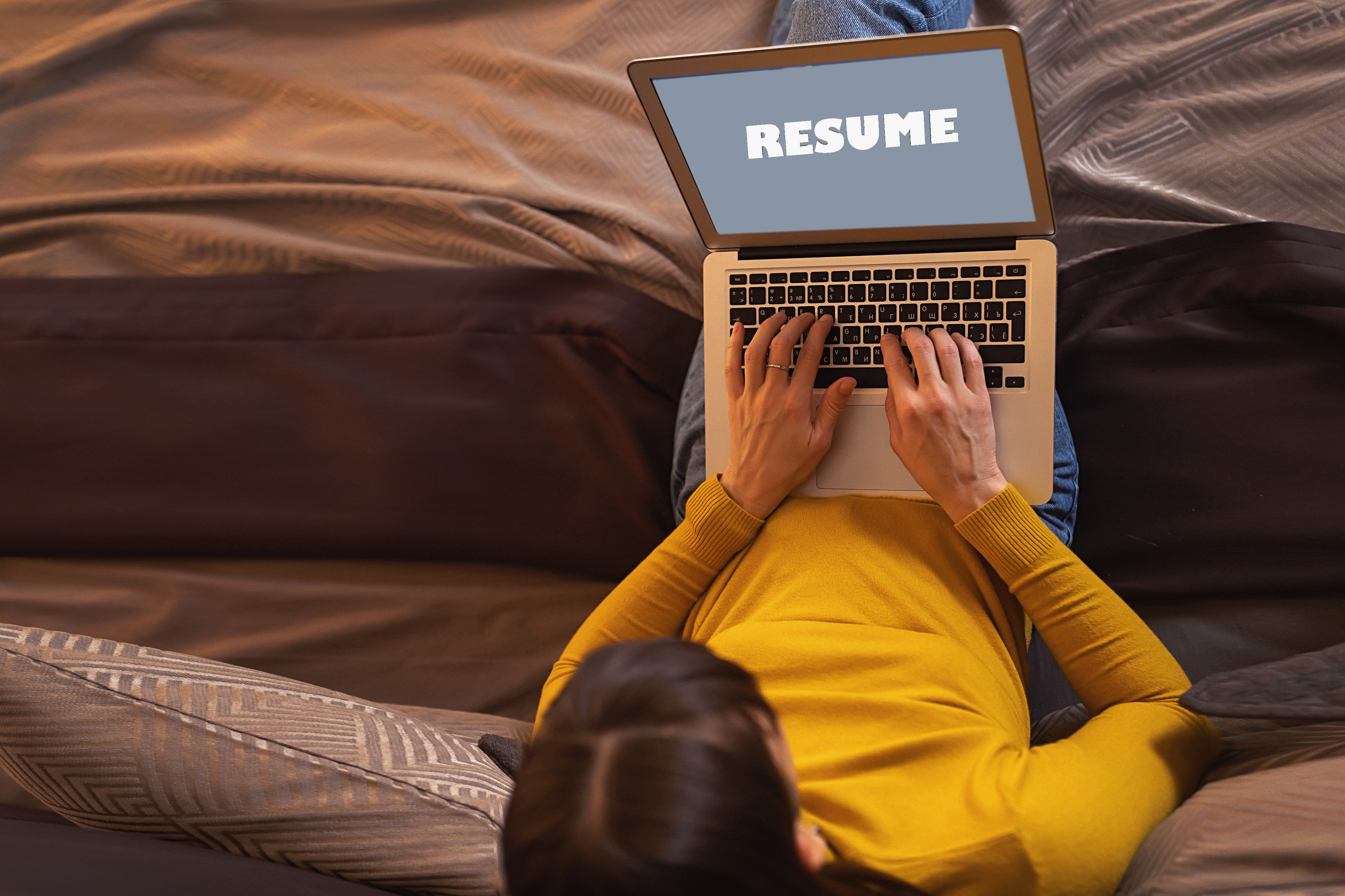 Woman working on resume